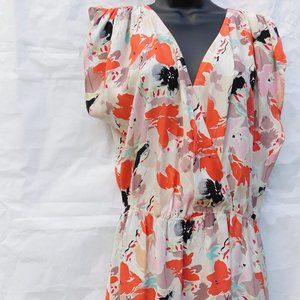 Parker Floral Mini Dress in Orange, Black, Pink and Cream